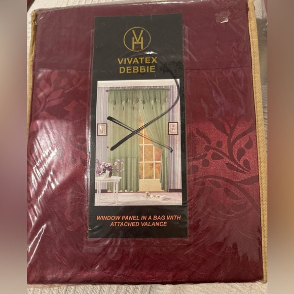 Vivatex Debbie Window Panel with Attached Valance Burgundy 55x90 Room Darkening - Picture 2 of 2
